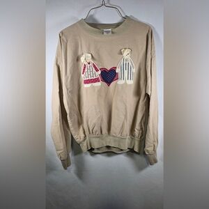 Quitman USA Vintage Women’s Patriotic Bunny Crewneck Sweater Size Small